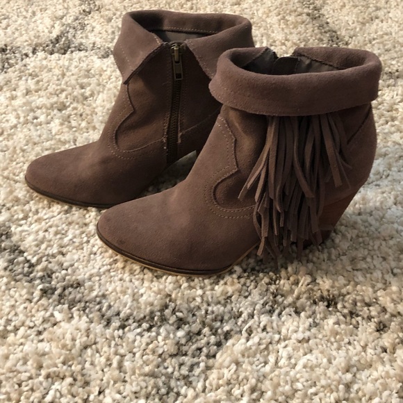 Grey Steve Madden Fringe Bootie - Picture 3 of 8